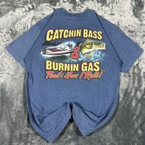 Y2K Catchin‎ Bass & Burnin Gas That's How I Roll Blue Graphic T-Shirt